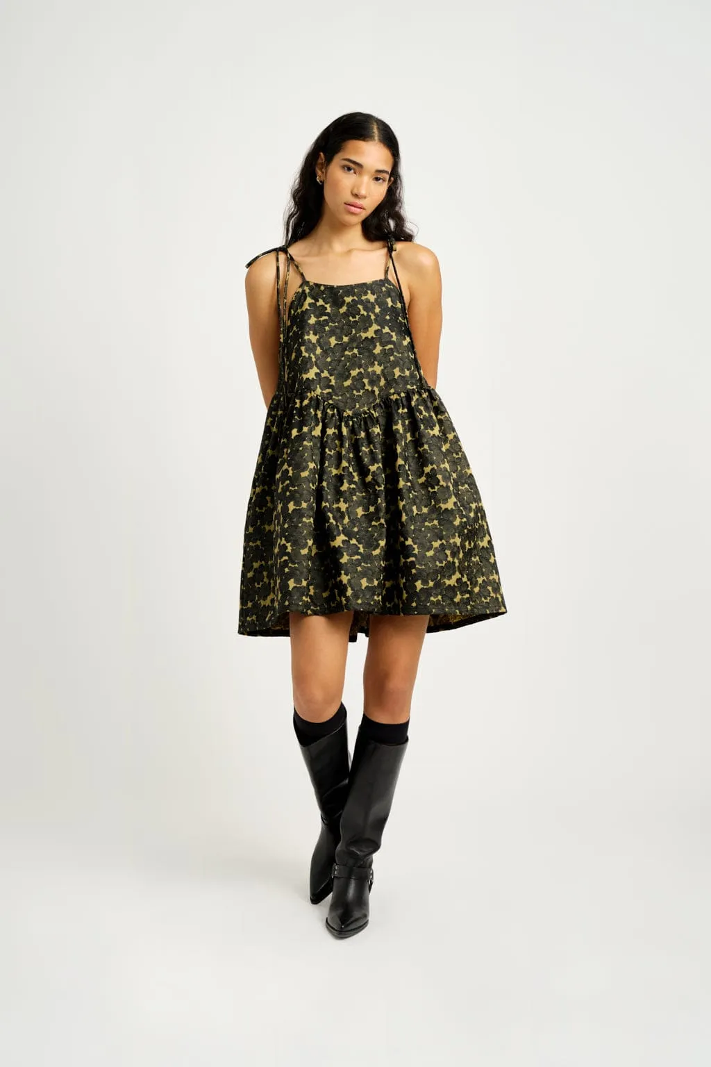 Amy Dress Jacquard Chartreuse
