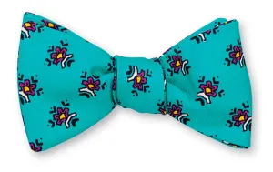 Aqua Oakland Flower Bow Tie - B3942