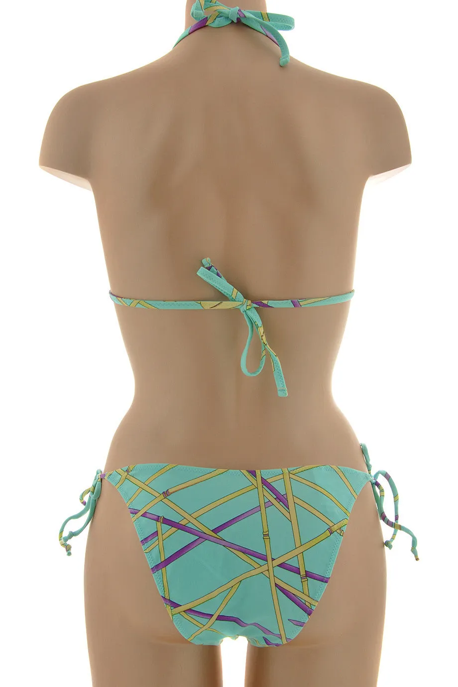 ARGENTOVIVO Moanda Multicolor Floral Triangle Bikini - Light Blue with Vibrant Floral Print