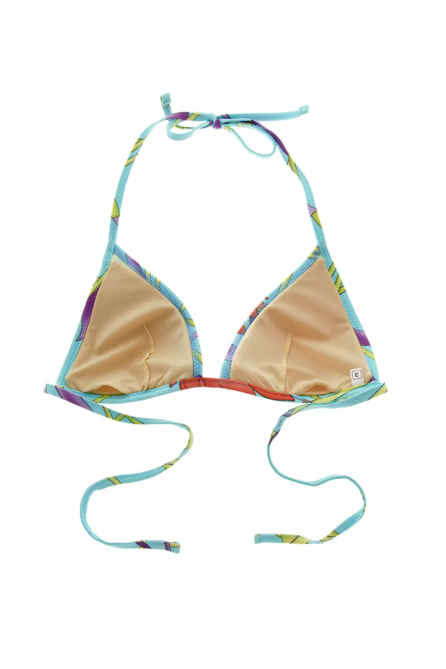 ARGENTOVIVO Moanda Multicolor Floral Triangle Bikini - Light Blue with Vibrant Floral Print