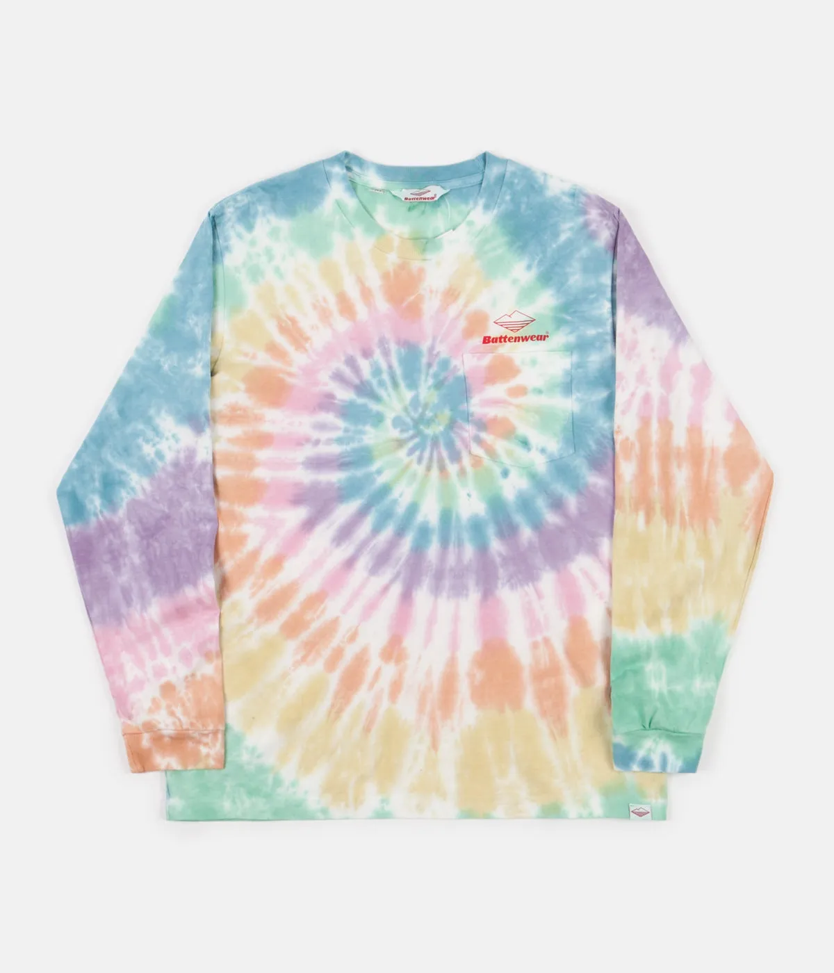 Battenwear Team Long Sleeve Pocket T-Shirt - Spiral Tie Dye