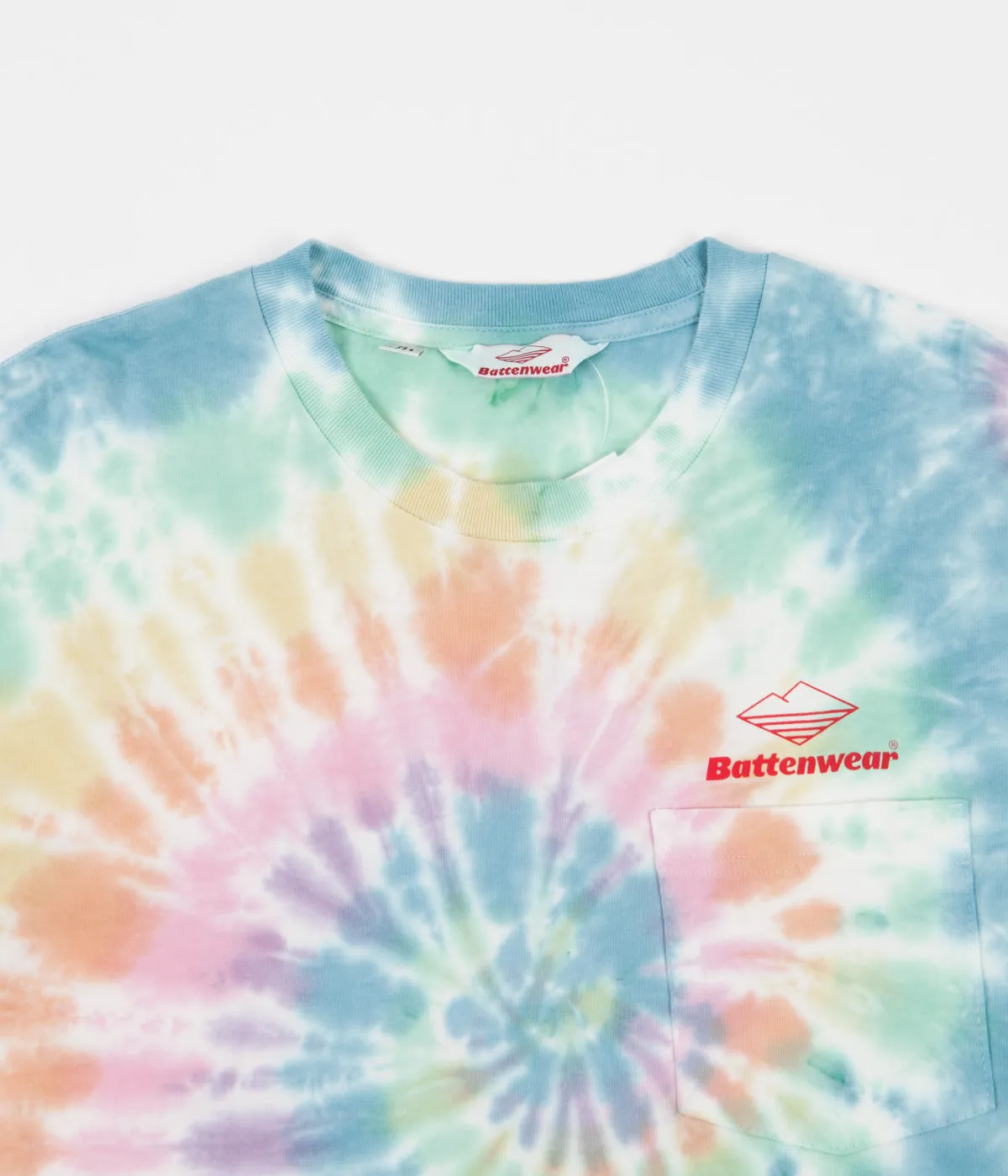 Battenwear Team Long Sleeve Pocket T-Shirt - Spiral Tie Dye