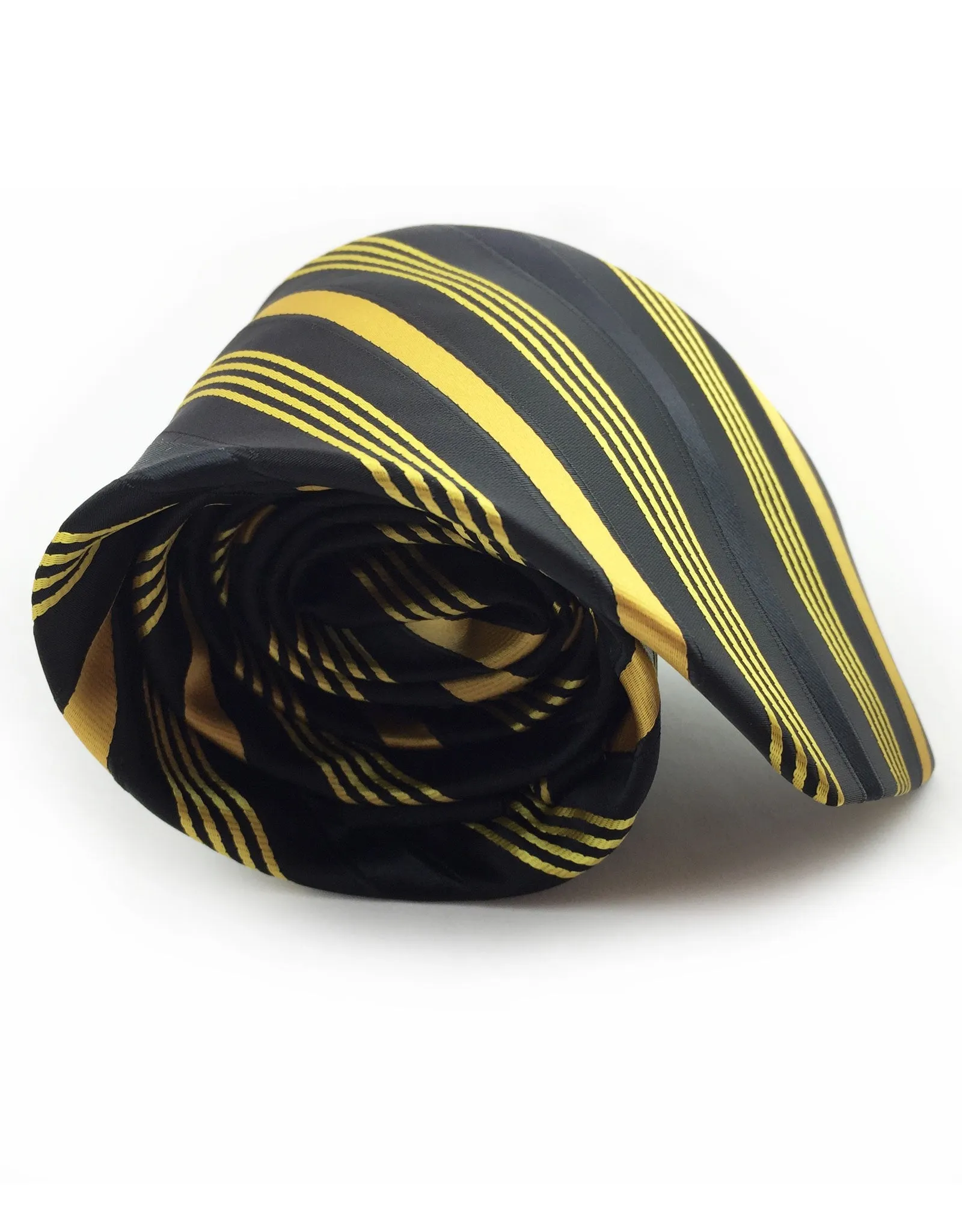 Black and Yellow Gold Extra Long Tie - 3XL