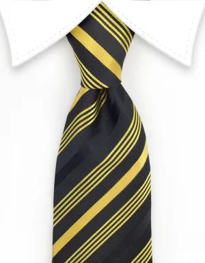 Black and Yellow Gold Extra Long Tie - 3XL