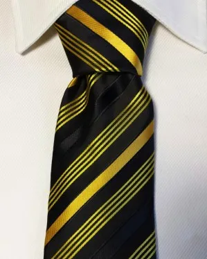 Black and Yellow Gold Extra Long Tie - 3XL