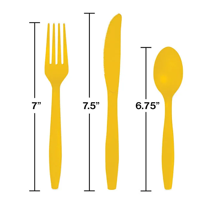 Bulk School Bus Yellow Value Friendly Assorted Plastic Cutlery (216 per Case)