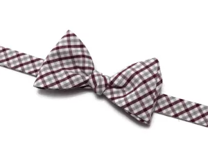 Burgundy & Gray Tattersall Check Bow Tie