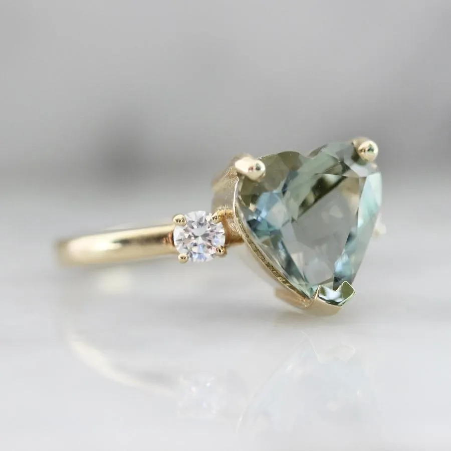 Coquette Light Green Heart Cut Tourmaline Ring