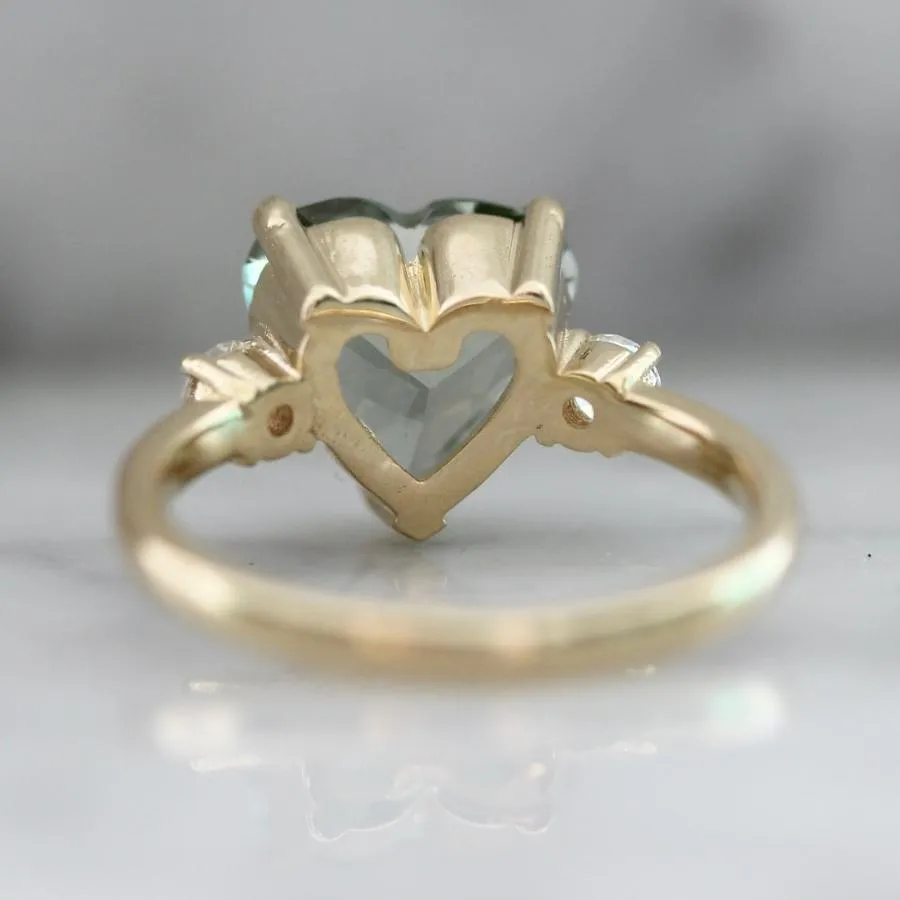 Coquette Light Green Heart Cut Tourmaline Ring