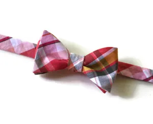 Coral and Gray Bow Tie