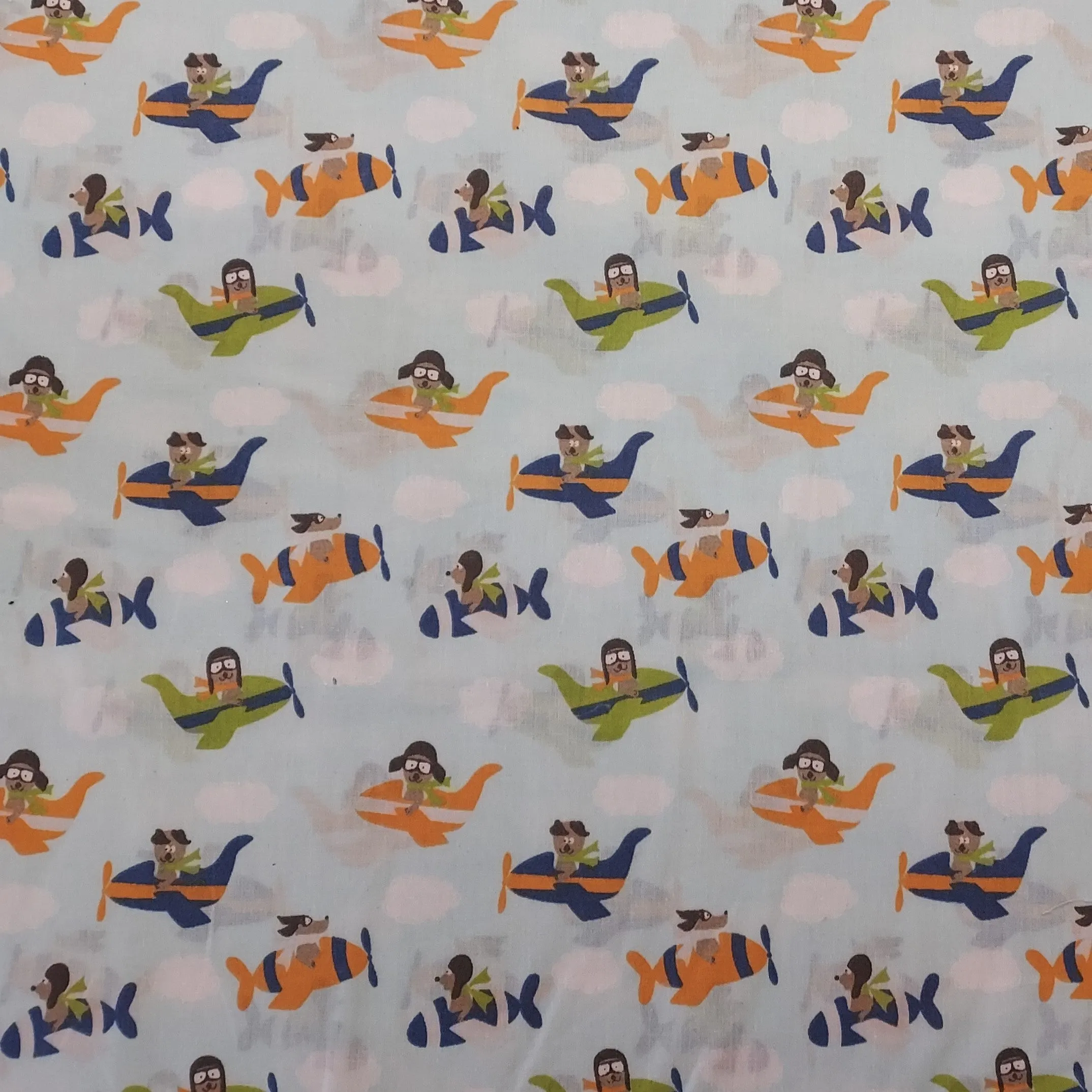 Dogs In Planes Polycotton Fabric