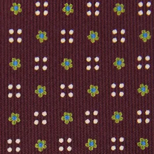 Floral Printed Bespoke Silk Tie - Burgundy V