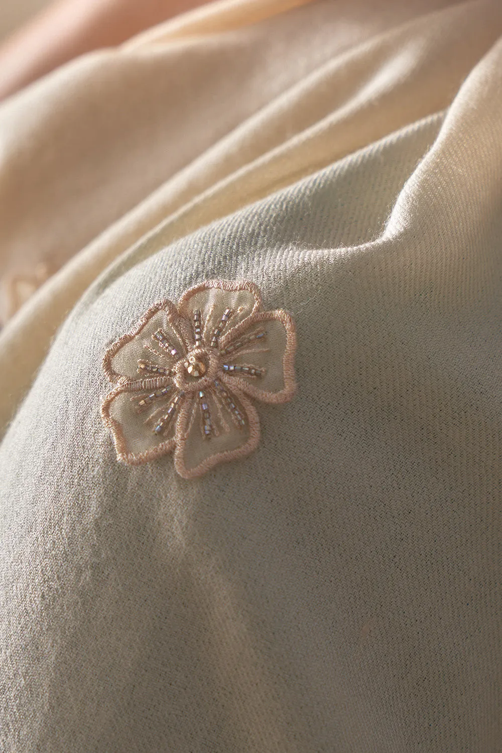 Flower Shower | Embroidered Wool Silk Stole