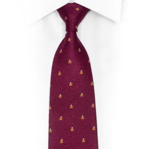 Gold Monogram On Burgundy Rhinestone Silk Necktie