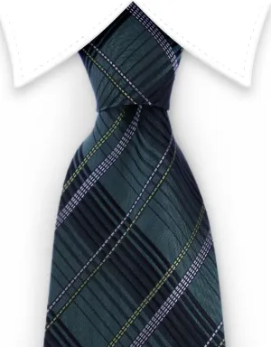 Hunter Green and Black Plaid Necktie