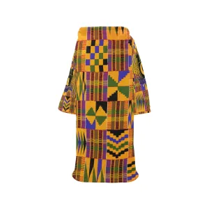 KENTE ATEF Blanket Robe with Sleeves for Adults