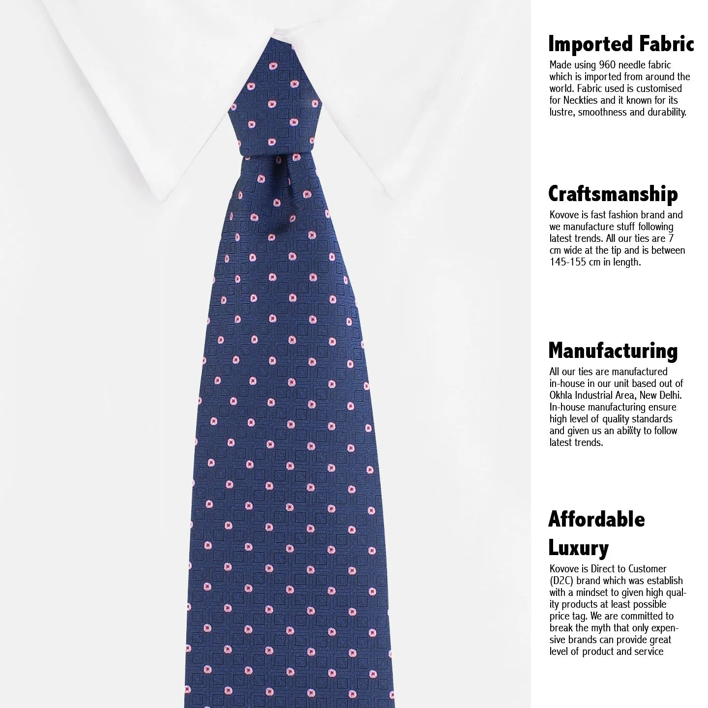 Kovove The Polka Abstract Fusion Blue Necktie and Pocket Square Gift Box