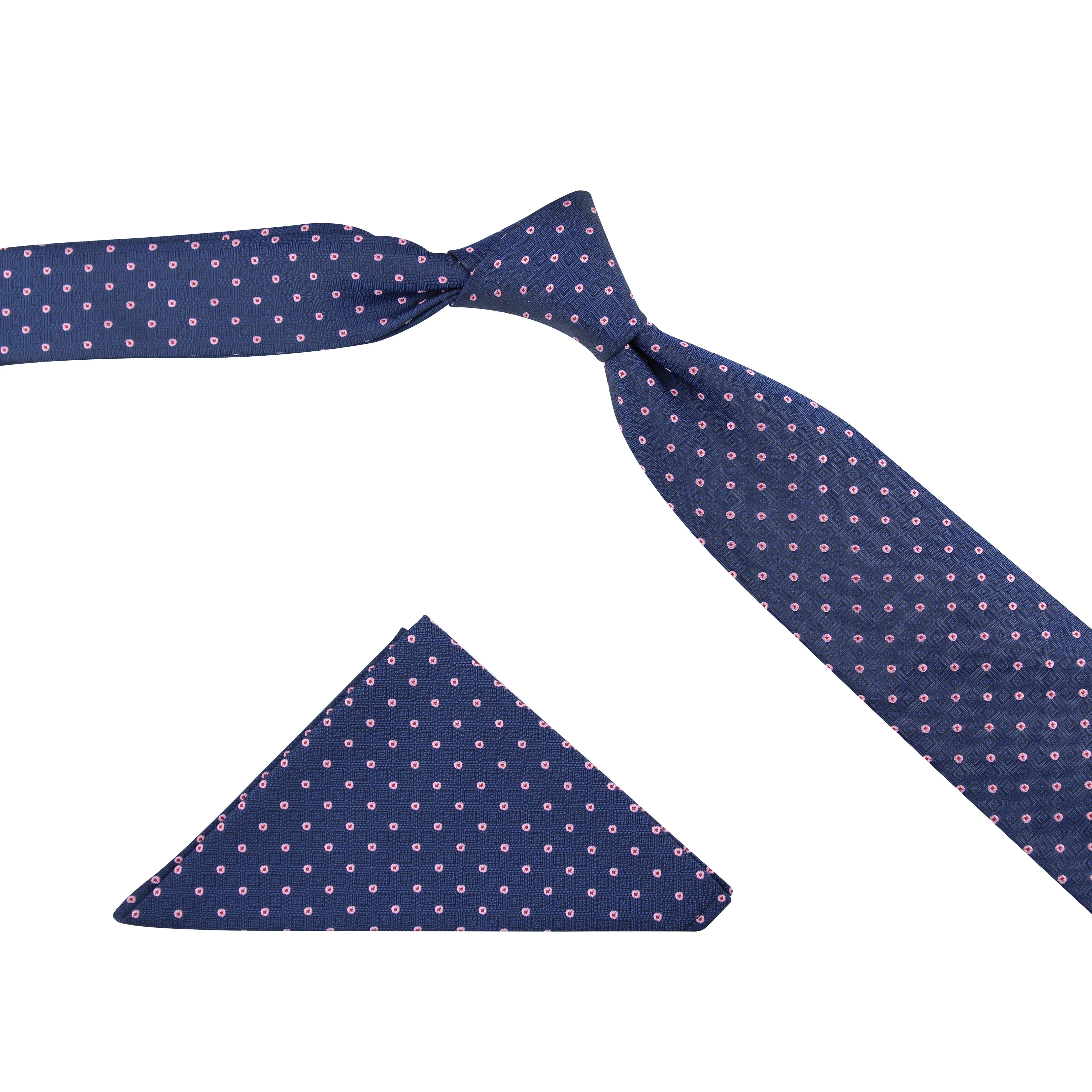 Kovove The Polka Abstract Fusion Blue Necktie and Pocket Square Gift Box