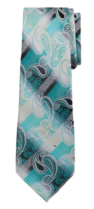 Marquis Men's Green, Silver Paisley 3 1/4 Tie & Hanky Set TH100-001