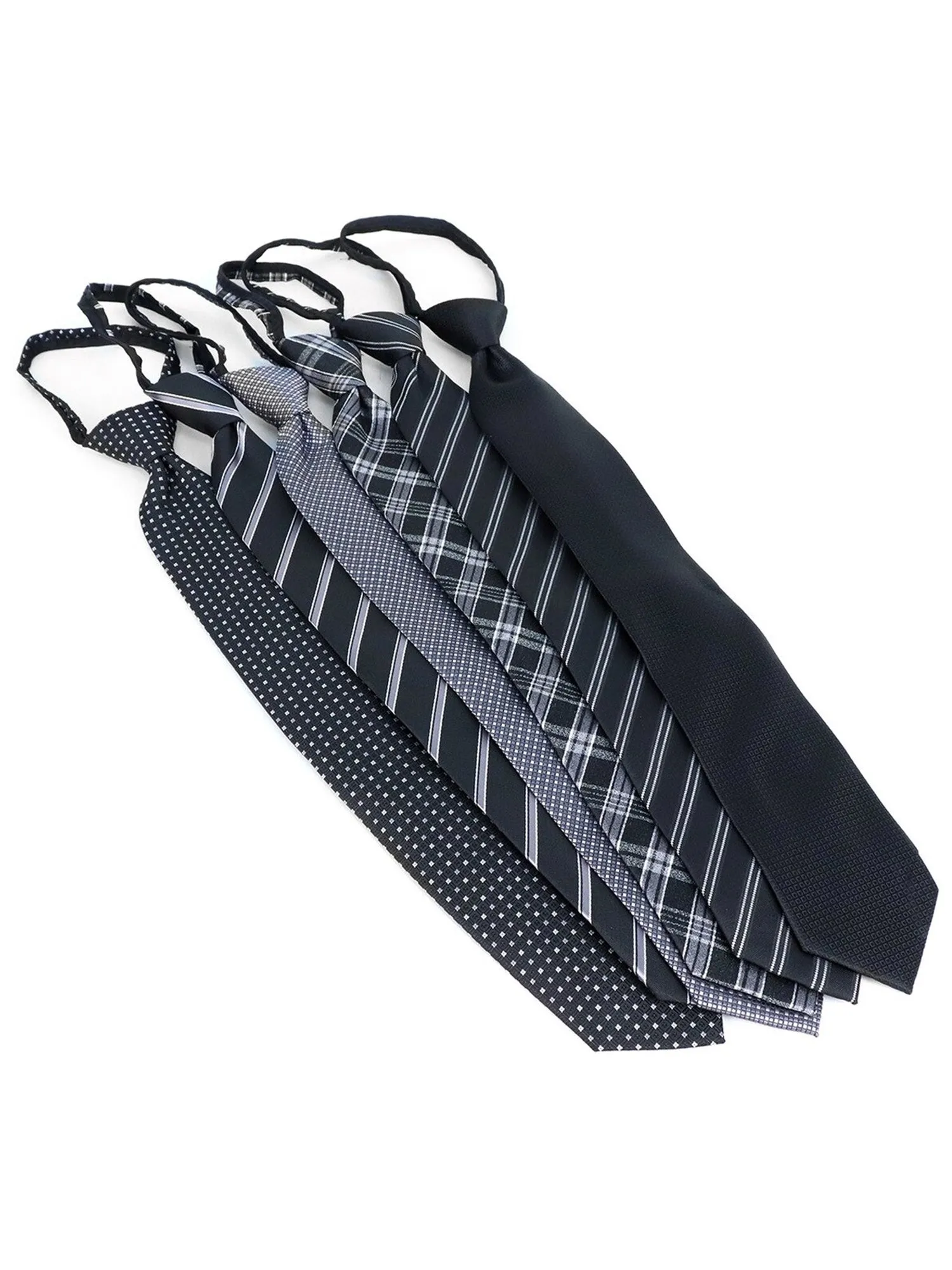 Men's 6 Pc Microfiber Classic Zipper Pre-Tied Neck Ties