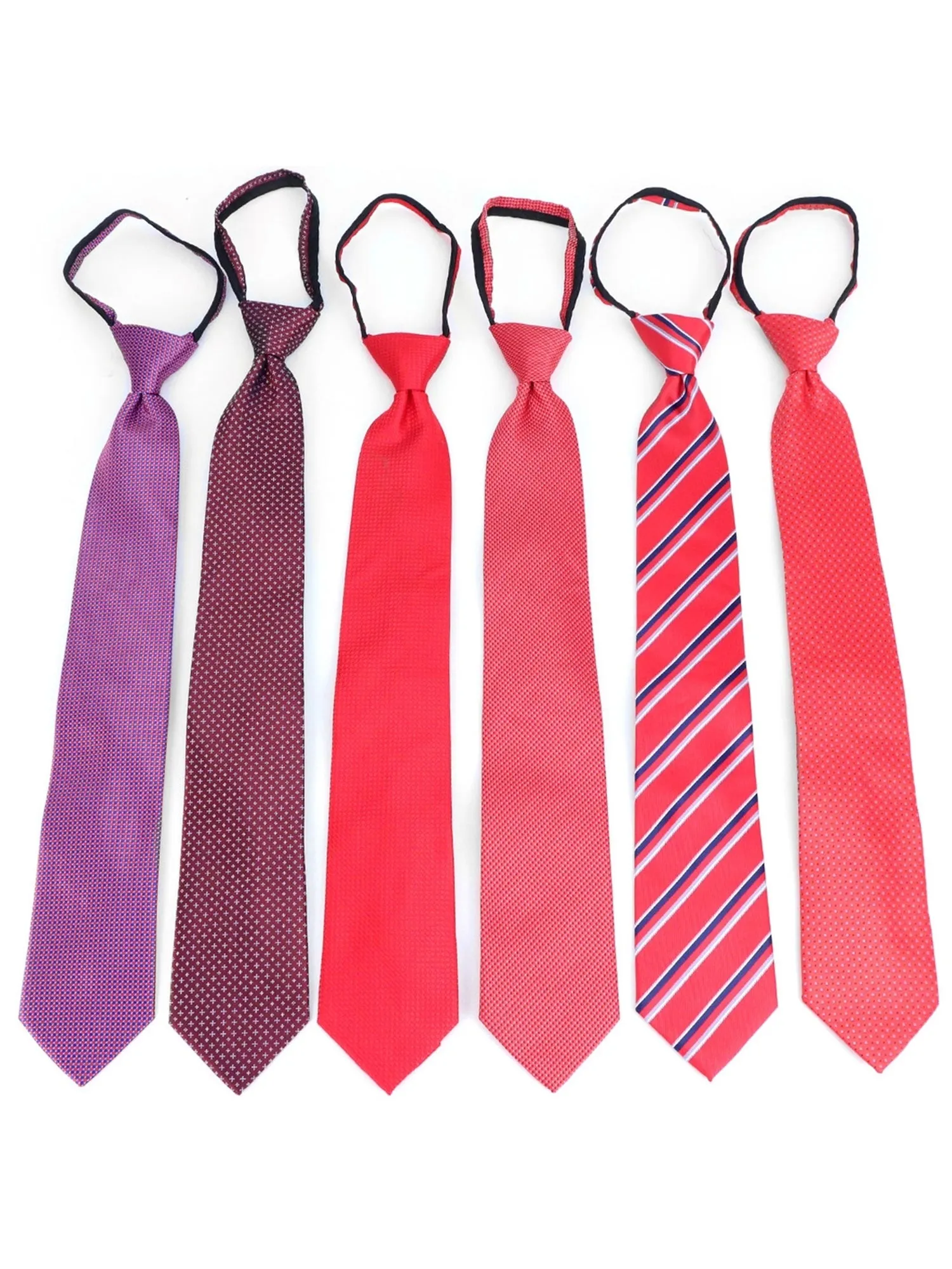 Men's 6 Pc Microfiber Classic Zipper Pre-Tied Neck Ties