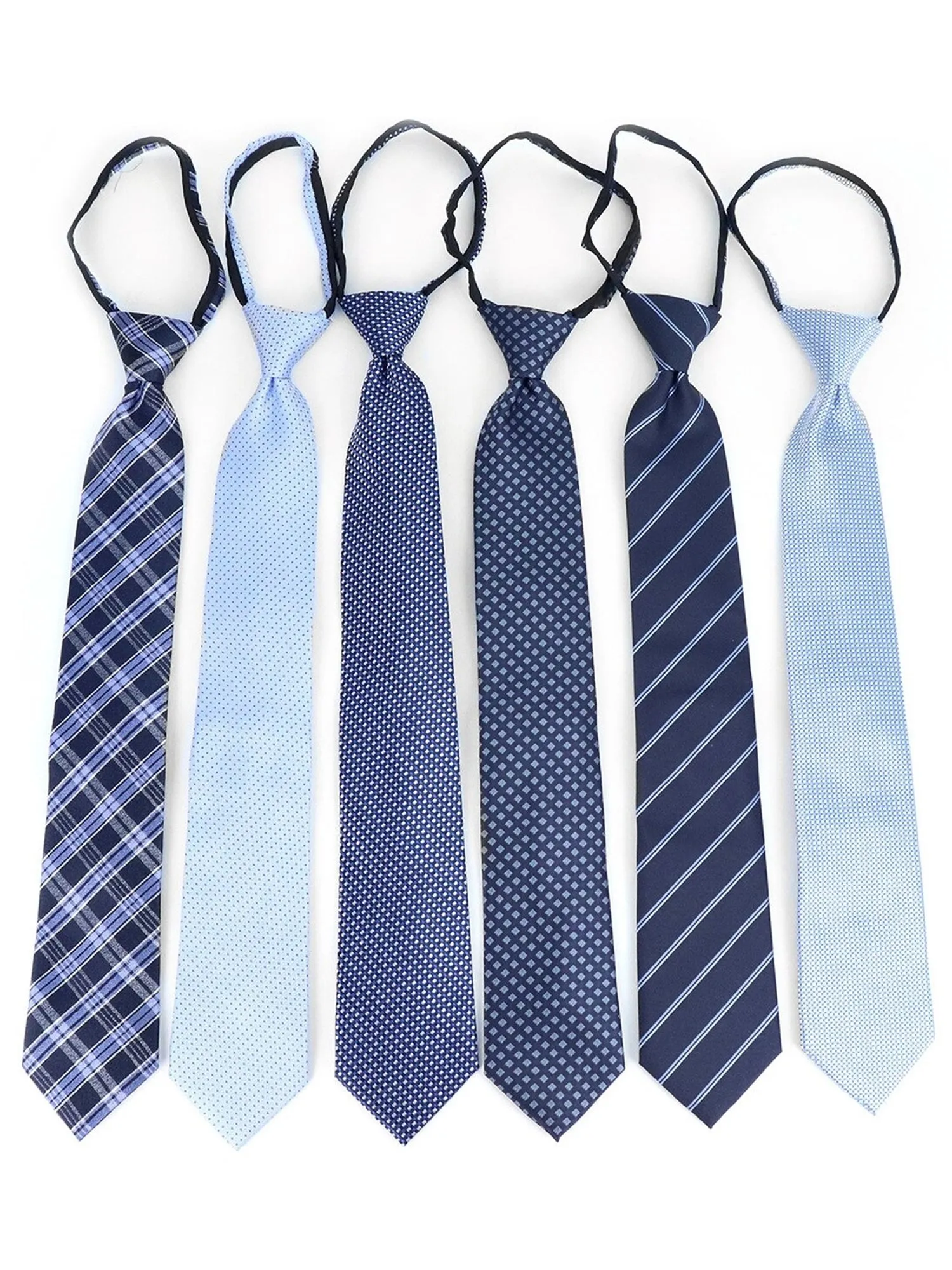 Men's 6 Pc Microfiber Classic Zipper Pre-Tied Neck Ties