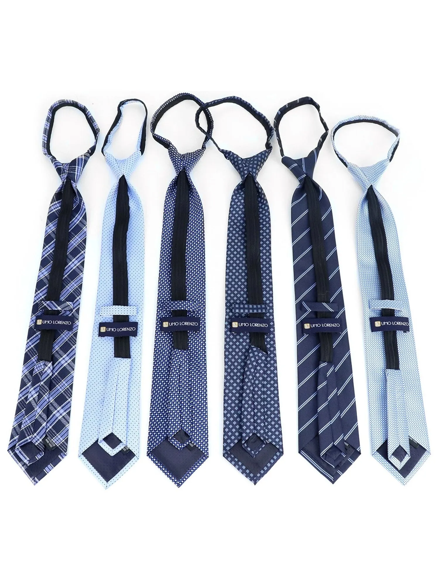 Men's 6 Pc Microfiber Classic Zipper Pre-Tied Neck Ties