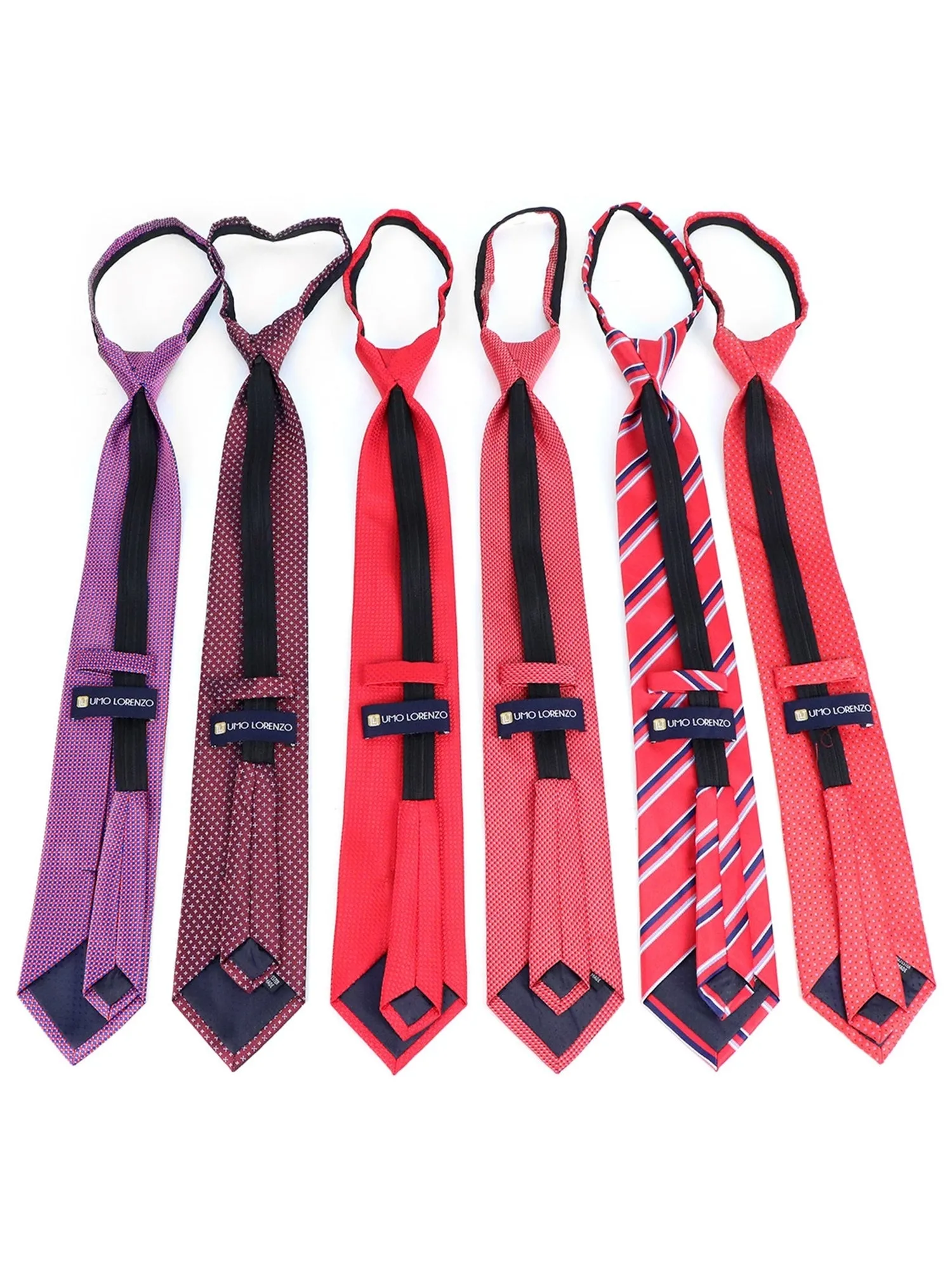 Men's 6 Pc Microfiber Classic Zipper Pre-Tied Neck Ties
