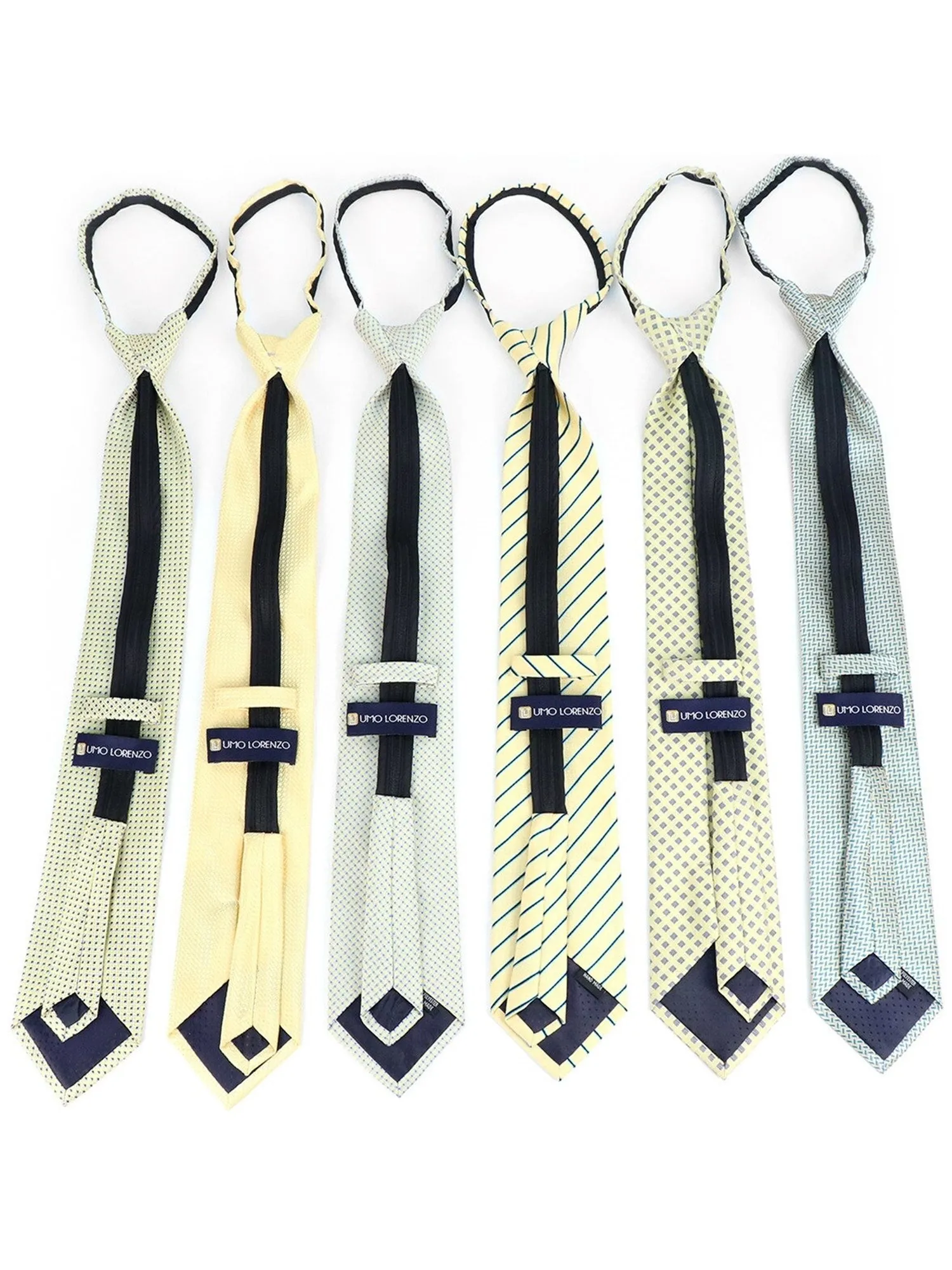Men's 6 Pc Microfiber Classic Zipper Pre-Tied Neck Ties