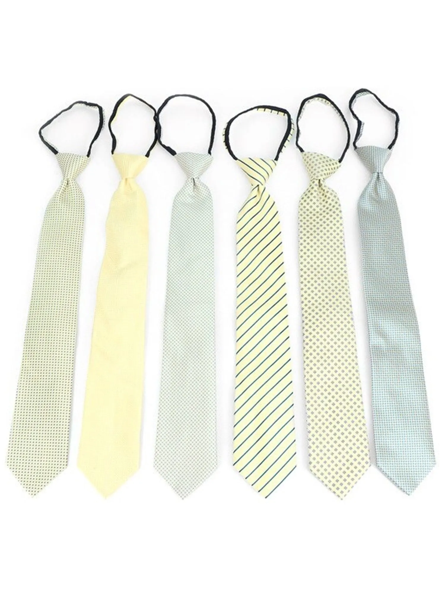 Men's 6 Pc Microfiber Classic Zipper Pre-Tied Neck Ties