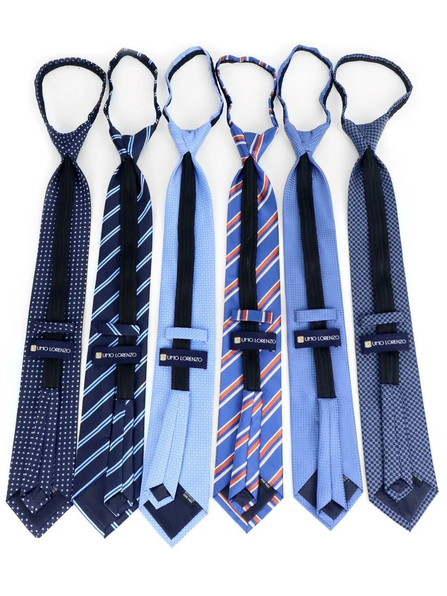 Men's 6 Pc Microfiber Classic Zipper Pre-Tied Neck Ties