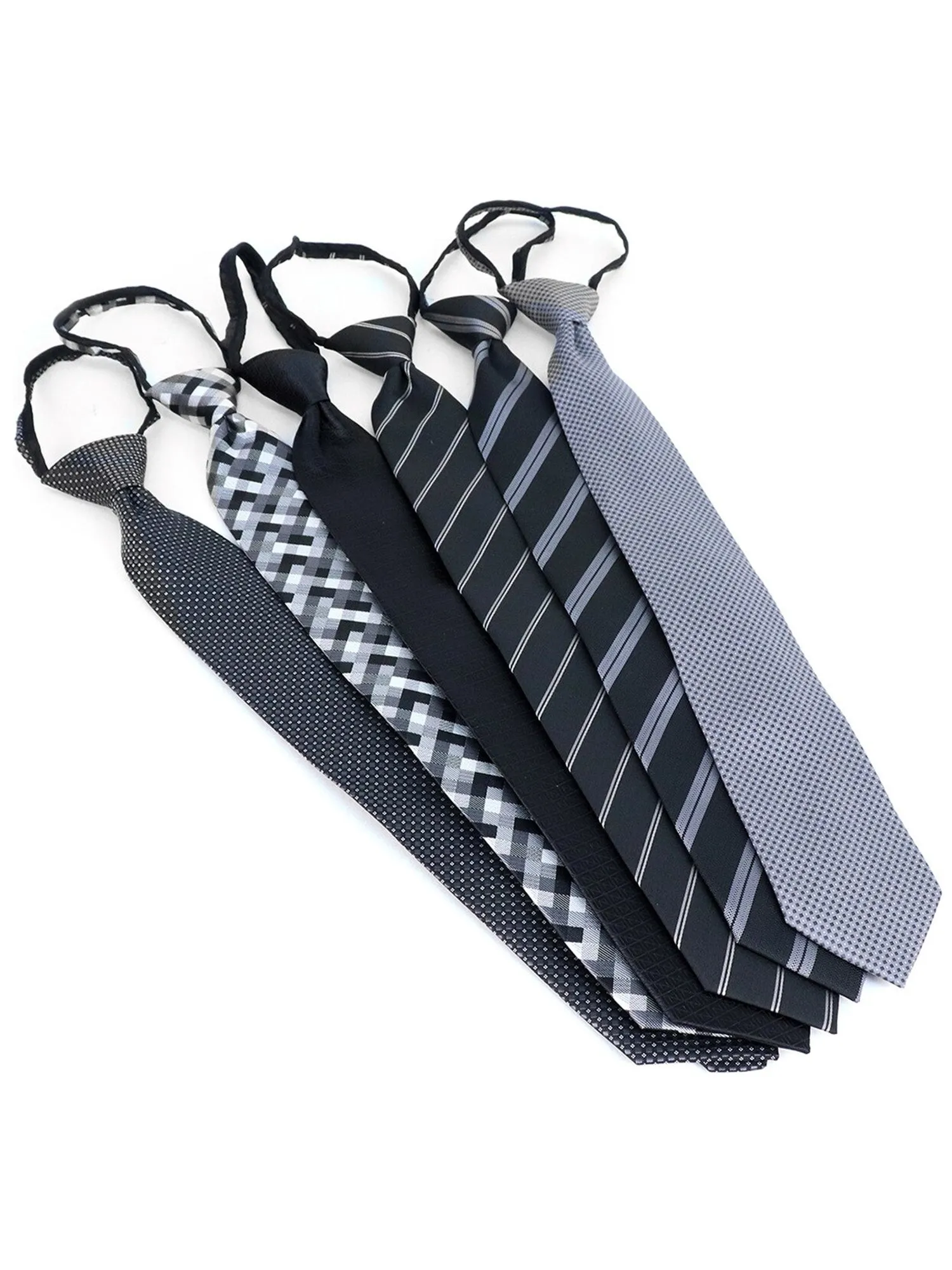 Men's 6 Pc Microfiber Classic Zipper Pre-Tied Neck Ties