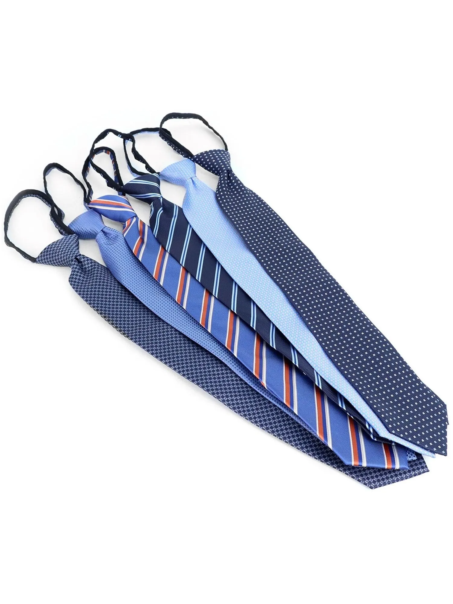 Men's 6 Pc Microfiber Classic Zipper Pre-Tied Neck Ties