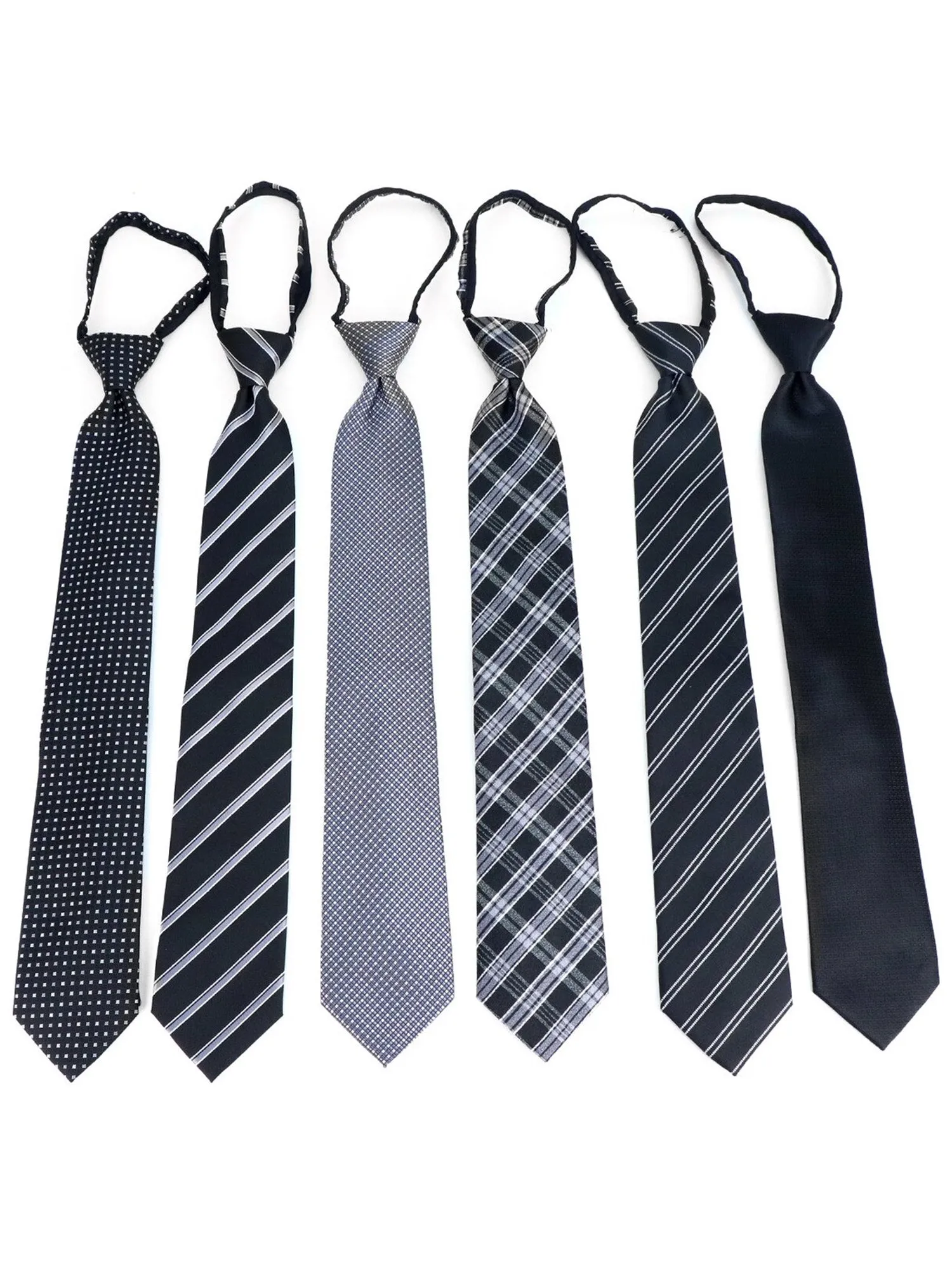 Men's 6 Pc Microfiber Classic Zipper Pre-Tied Neck Ties