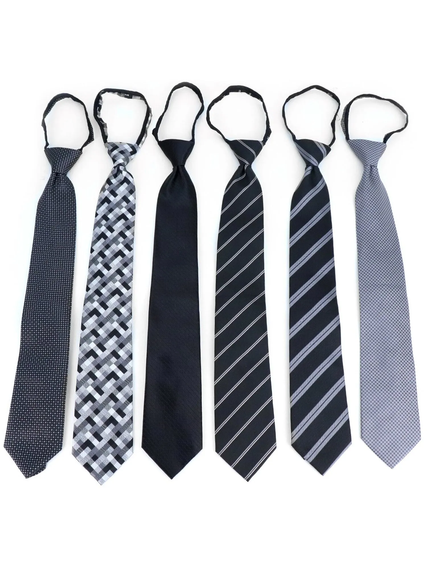 Men's 6 Pc Microfiber Classic Zipper Pre-Tied Neck Ties