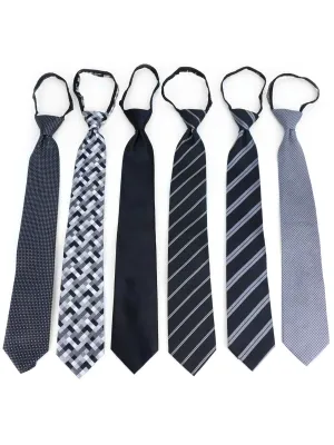 Men's 6 Pc Microfiber Classic Zipper Pre-Tied Neck Ties