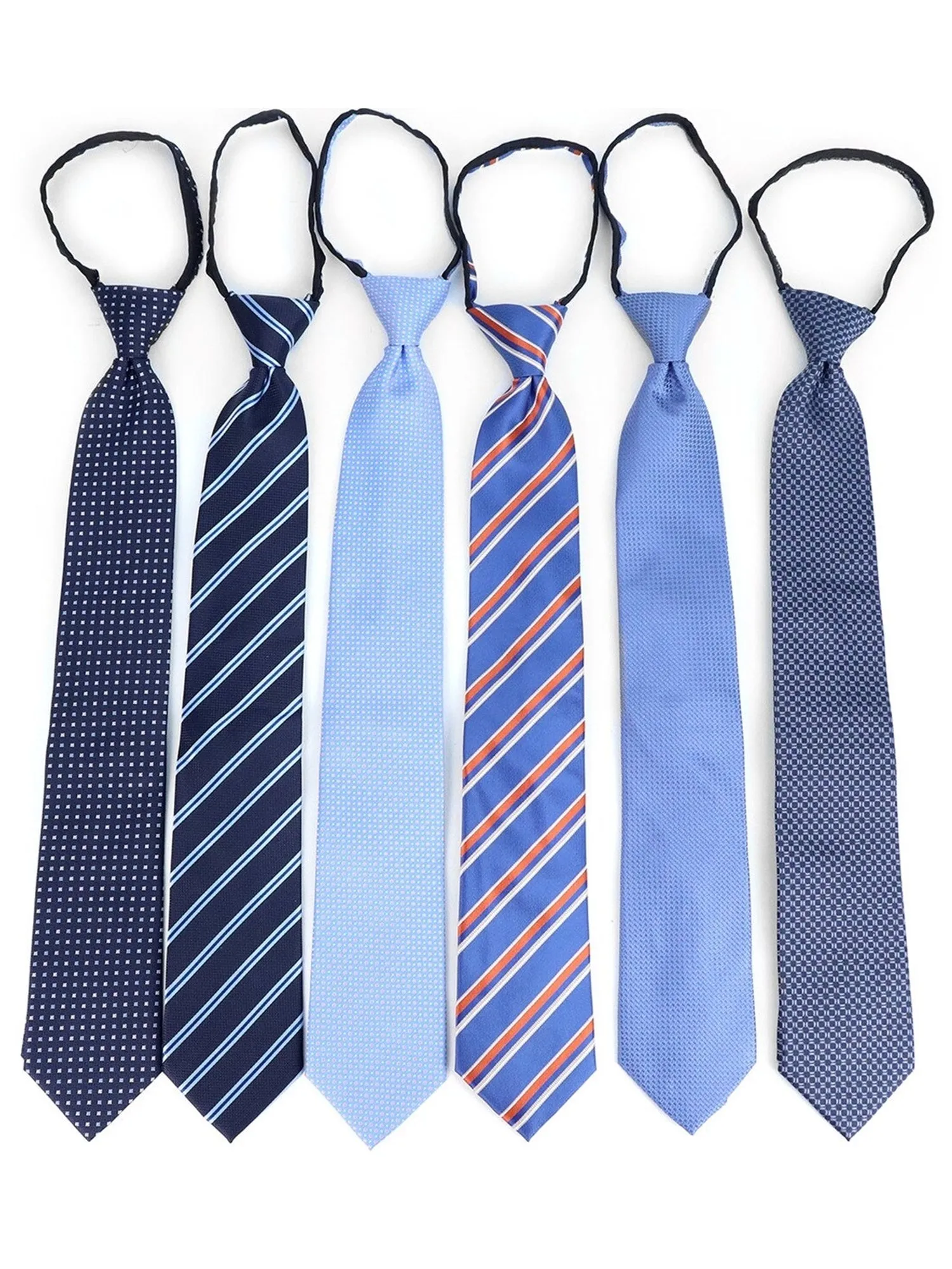 Men's 6 Pc Microfiber Classic Zipper Pre-Tied Neck Ties