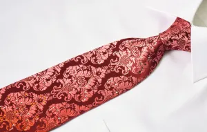 Mila Schon Rhinestone Necktie Damask On Red With Silver Sparkles