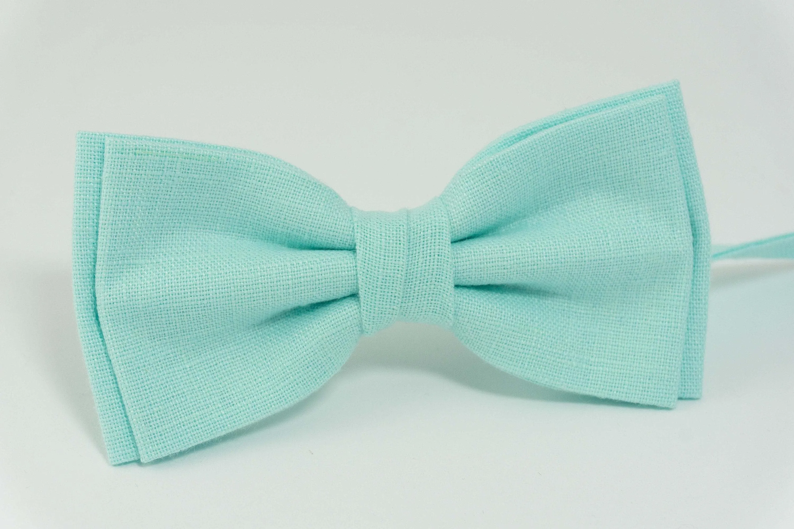 Mint bow tie for groom | Mint linen bow tie
