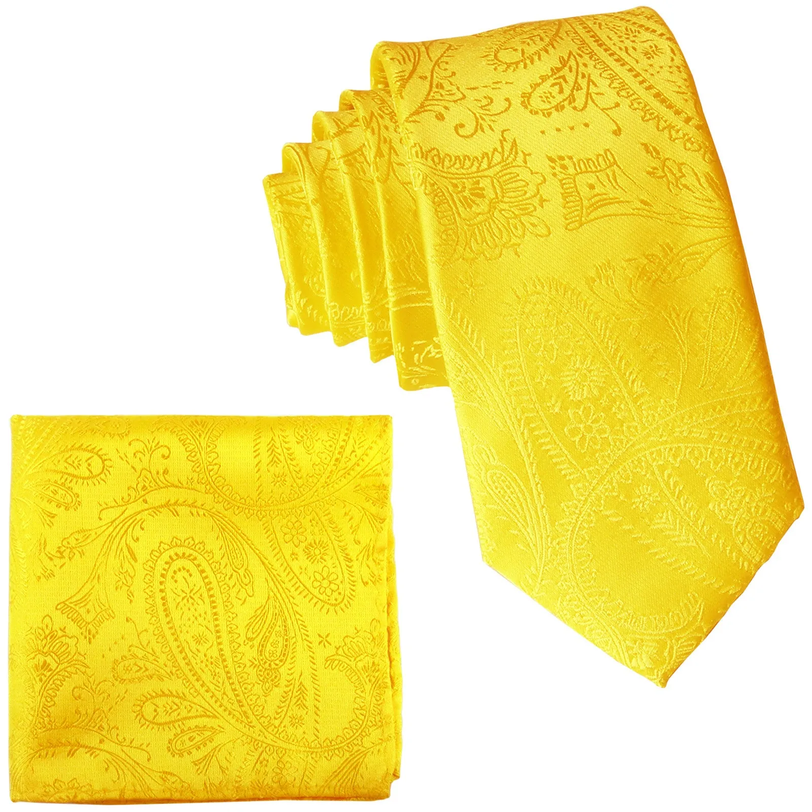 New Men's 2.5" skinny polyester Woven necktie & hankie set paisley wedding