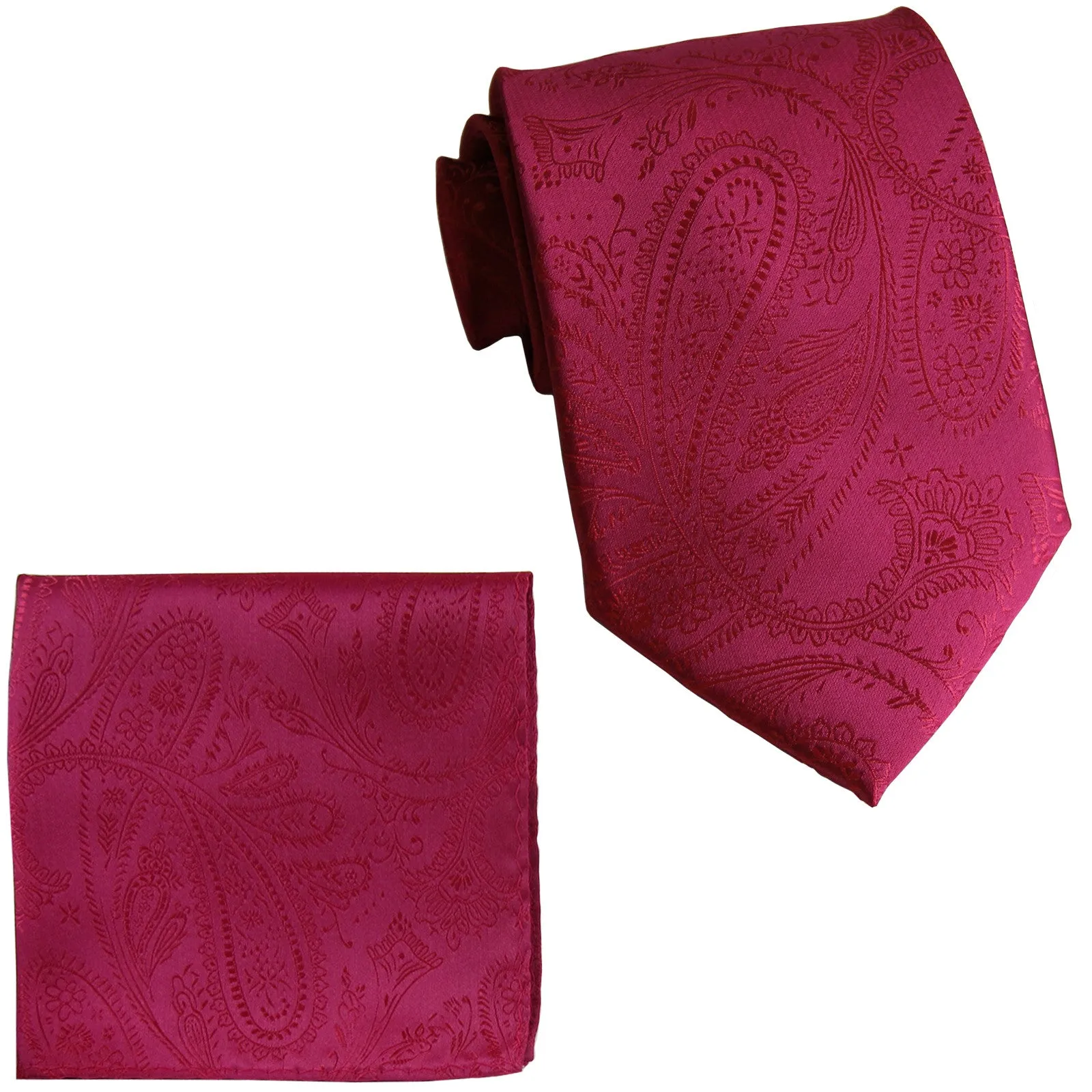 New Men's 2.5" skinny polyester Woven necktie & hankie set paisley wedding