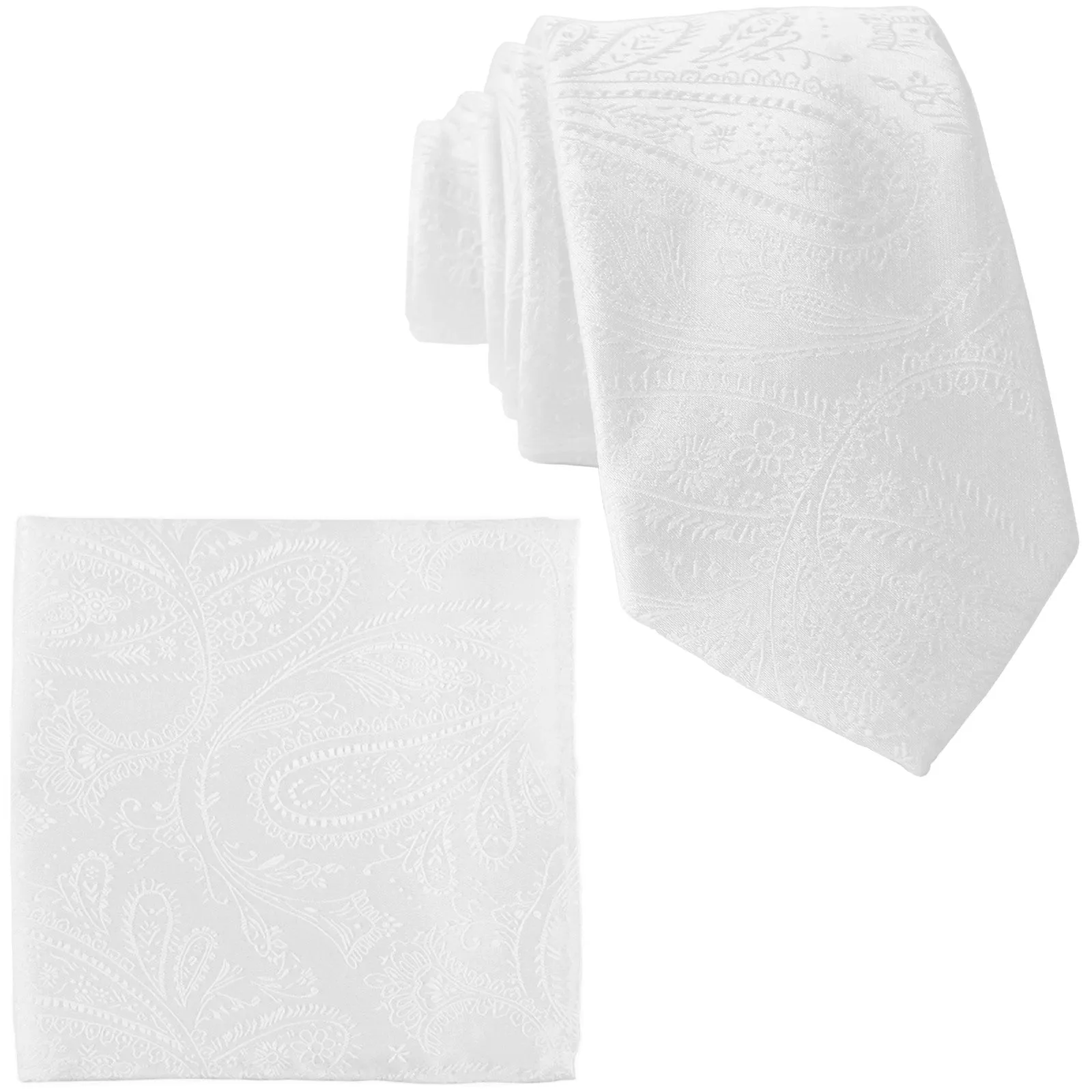 New Men's 2.5" skinny polyester Woven necktie & hankie set paisley wedding
