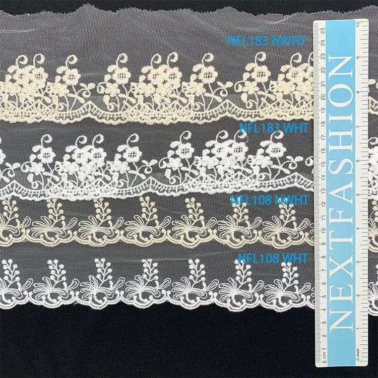 OEKO-TEX BSCI Embroidery lace on mesh base NFL117