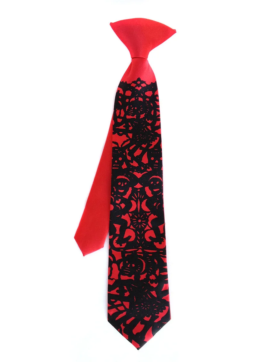 Papel Picado kids tie. Day of the Dead boys necktie.