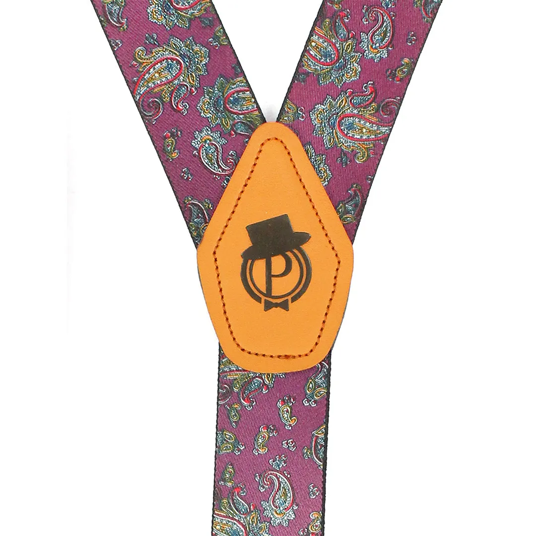 Peluche Floral Cut Red Suspender for Men