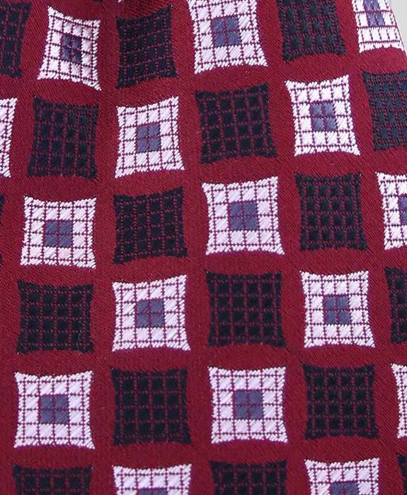 Red & Silver 4" Wide Motif Tie