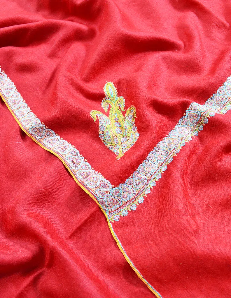 red embroidery pashmina shawl 8515