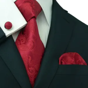 Red Paisley Wedding Tie Set JPM18104