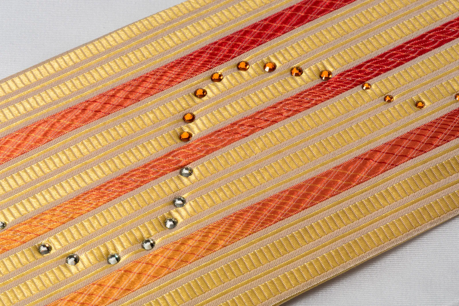 Roberta di Camerino Rhinestone Necktie Orange Yellow White Striped