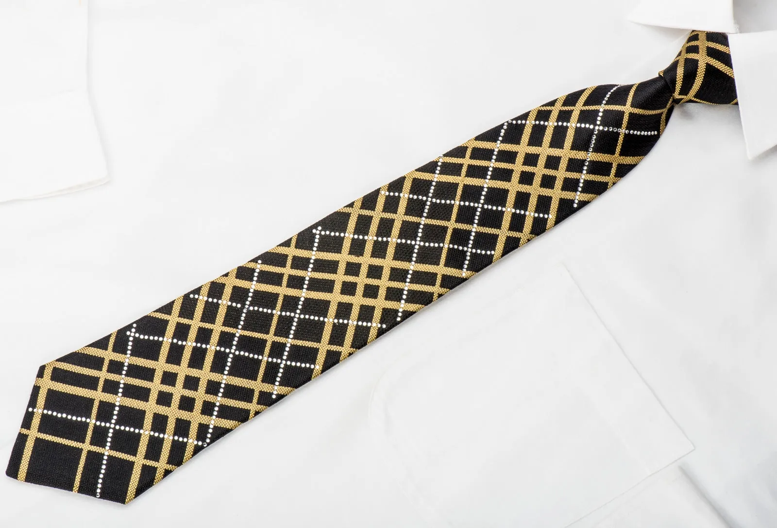 Roberta di Camerino Rhinestone Tie Gold Striped On Black With Sparkles